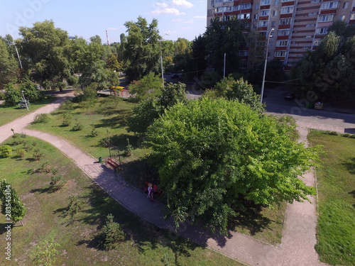 Drone aerial image.Park in the modern residential area in Kiev.  © Sergey Kamshylin