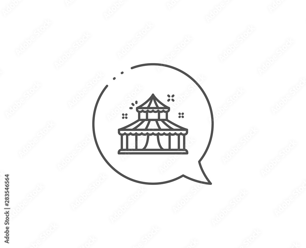Circus line icon. Chat bubble design. Amusement park sign. Outline concept. Thin line circus icon. Vector