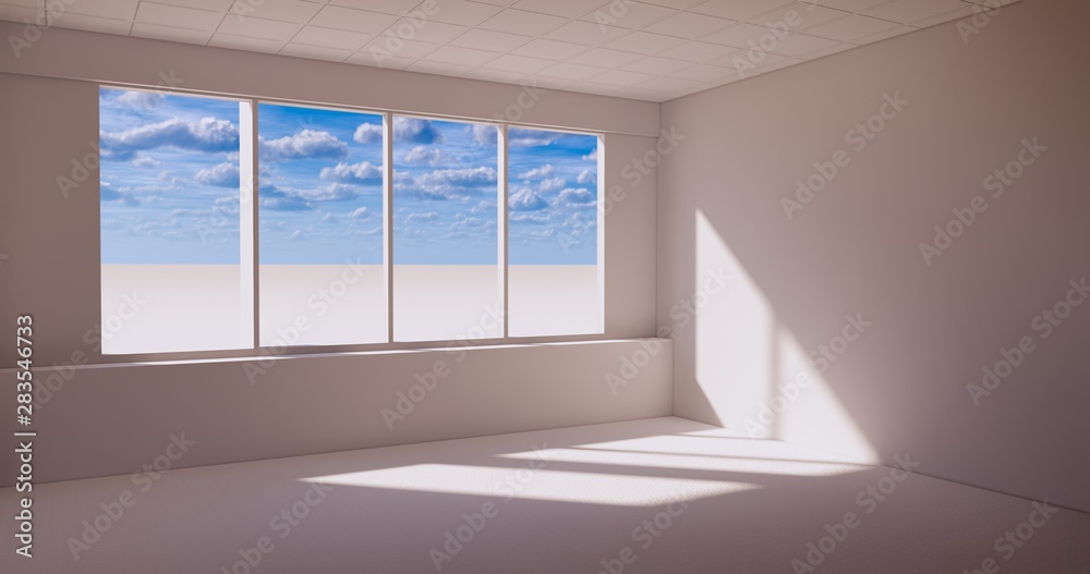 Obraz premium Empty room with white walls and window