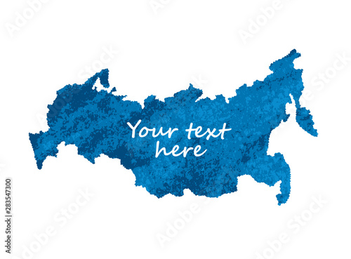 Map russia blue isolate object on white