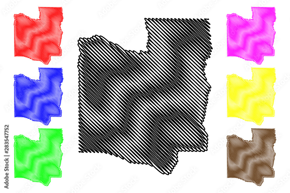 Collines Department (Departments of Benin, Republic of Benin, Dahomey) map vector illustration, scribble sketch Collines map