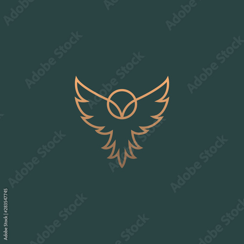 Modern minimal owl illustration. Linear owl logo. photo
