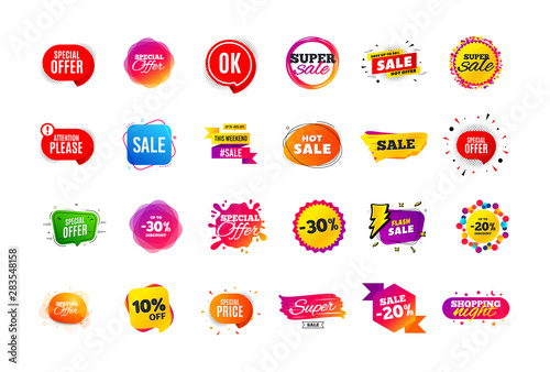 Sale banner badge. Special offer discount tags. Coupon shape templates design. Cyber monday sale discounts. Black friday shopping icons. Best ultimate offer badge. Super discount icons. Vector banners