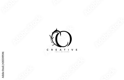 Initial Letter O Linked Monogram Floral Modern Gothic Logotype