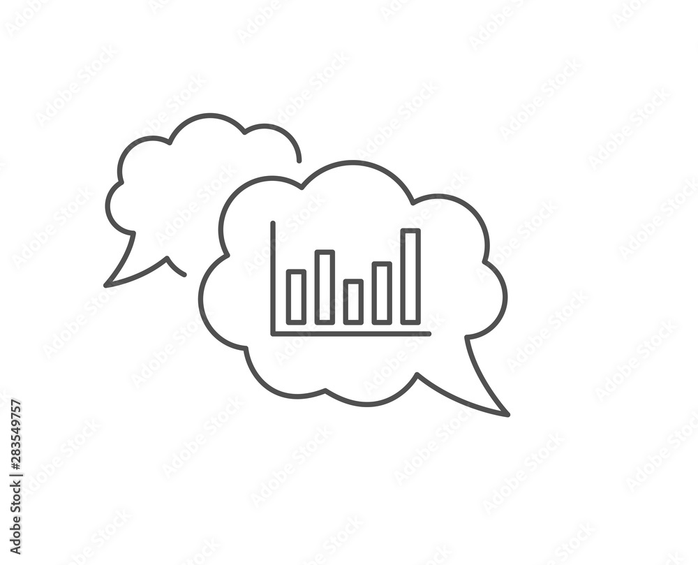 Column chart line icon. Chat bubble design. Financial graph sign. Stock exchange symbol. Business investment. Outline concept. Thin line column chart icon. Vector Column chart line icon. Chat bubble design. Financial graph sign. Stock exchange symbol. Business investment. Outline concept. Thin line column chart icon. Vector