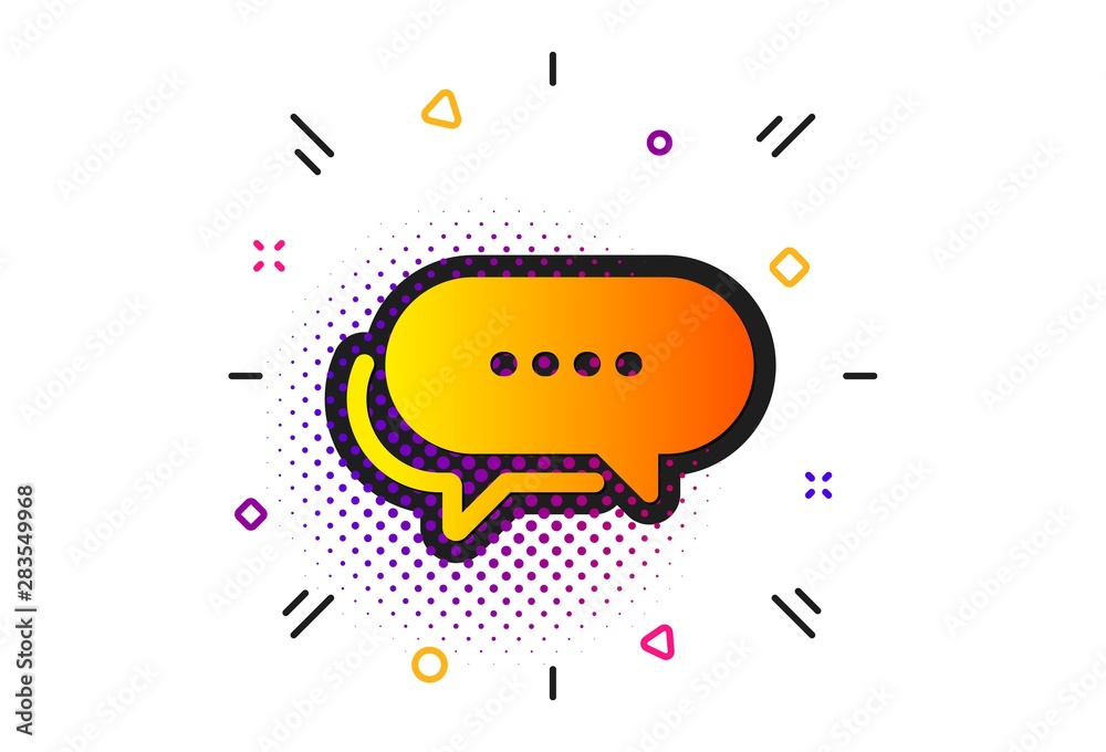 Chat comment sign. Halftone circles pattern. Dots message icon. Speech bubble symbol. Classic flat dots message icon. Vector Chat comment sign. Halftone circles pattern. Dots message icon. Speech bubble symbol. Classic flat dots message icon. Vector