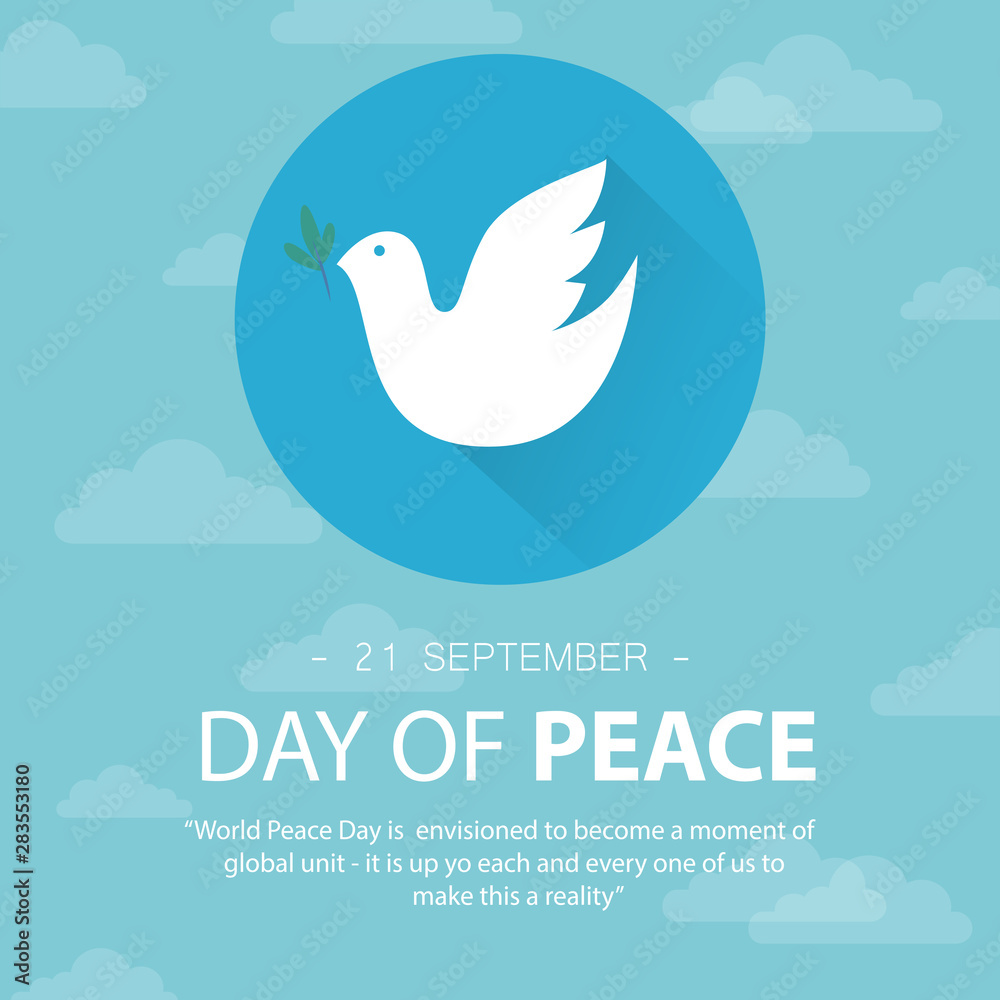 Obraz premium International Day of Peace vector illustration on blue sky background.