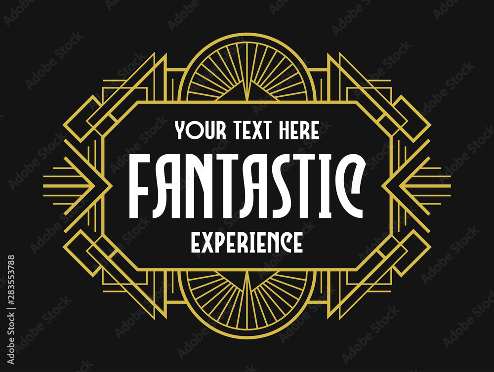 Fototapeta premium Art Deco Vintage Badge Fashionable Ornament Luxury Label Design Line Art Graphic Elements