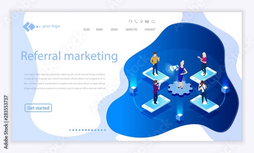 Vector isometric illustration. Concept Referral marketing. Isome