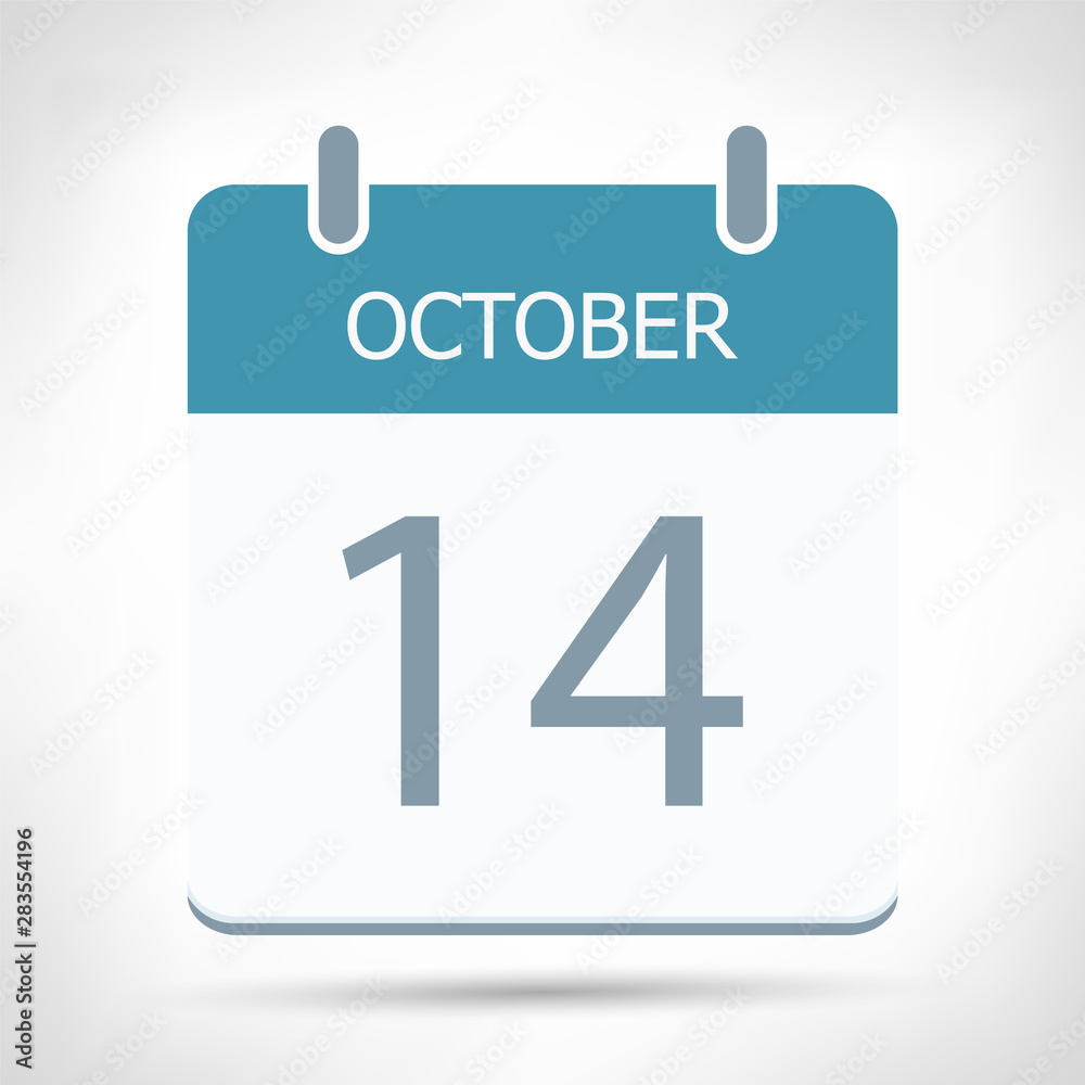 October 14 - Calendar Icon - Calendar flat design template October 14 - Calendar Icon - Calendar flat design template