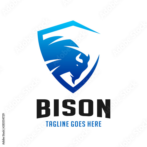 bison shield logo design template