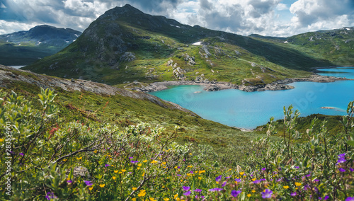 Summer scenery in Jotunheimen national park in Norway photo