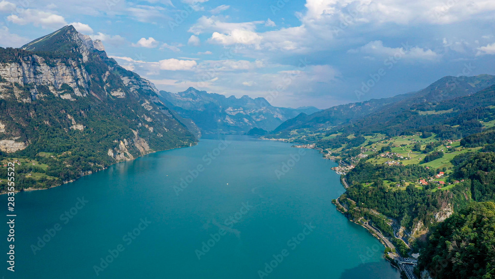 Lake Walensee in the Swiss Alps of Switzerland