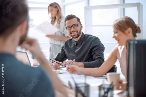 businessman at a meeting with his business team