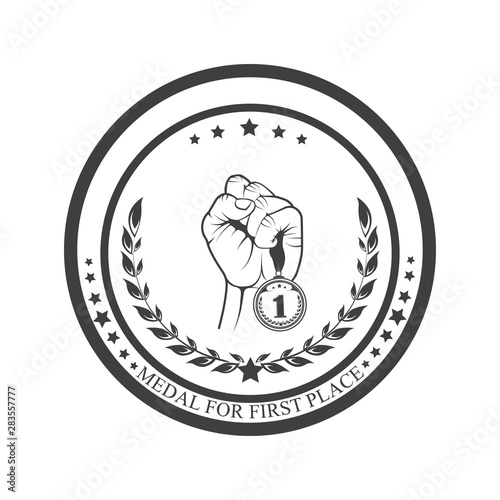 Vector illustration. Medal template for the winner. Prize, reward for victory. Graphic object