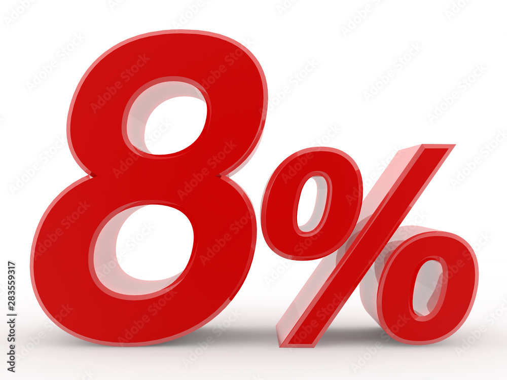 8 percent on white background illustration 3D rendering 8 percent on white background illustration 3D rendering