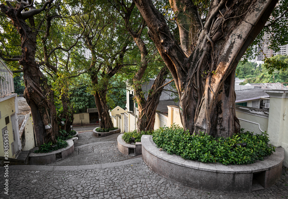 calcada do carmo portuguese colonial alleyway in old taipa macau