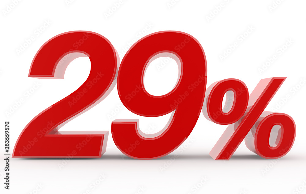 29 percent on white background illustration 3D rendering 29 percent on white background illustration 3D rendering