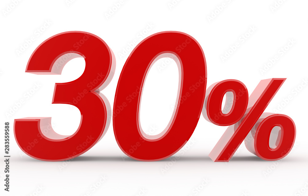 30 percent on white background illustration 3D rendering 30 percent on white background illustration 3D rendering