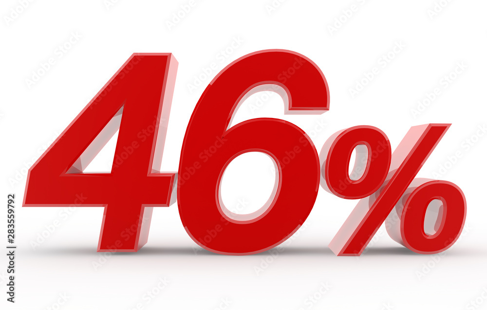 46 percent on white background illustration 3D rendering 46 percent on white background illustration 3D rendering