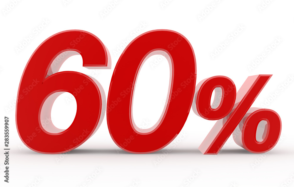 60 percent on white background illustration 3D rendering 60 percent on white background illustration 3D rendering