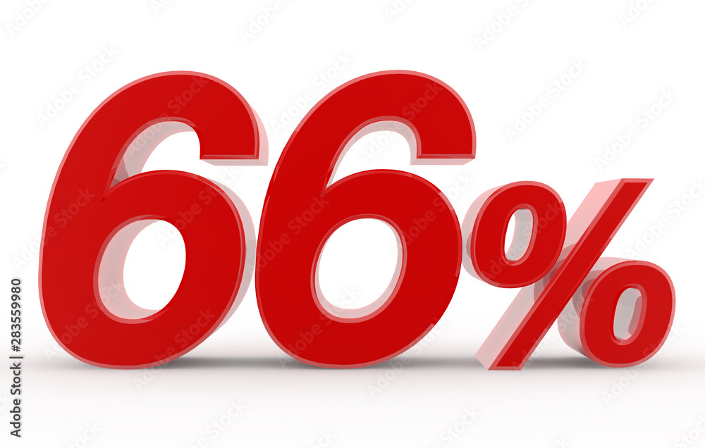 66 percent on white background illustration 3D rendering 66 percent on white background illustration 3D rendering