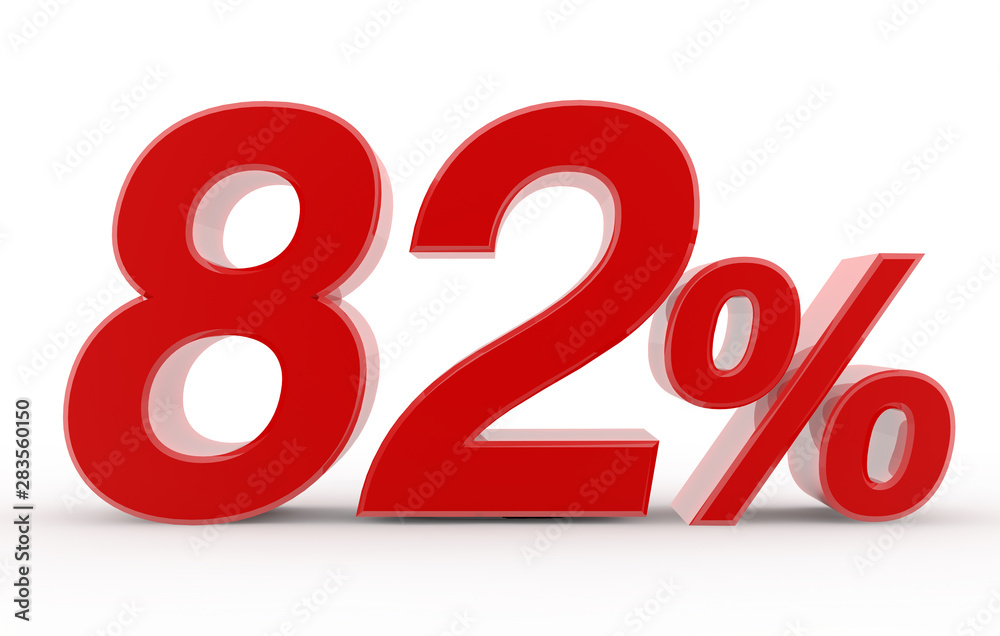 82 percent on white background illustration 3D rendering 82 percent on white background illustration 3D rendering