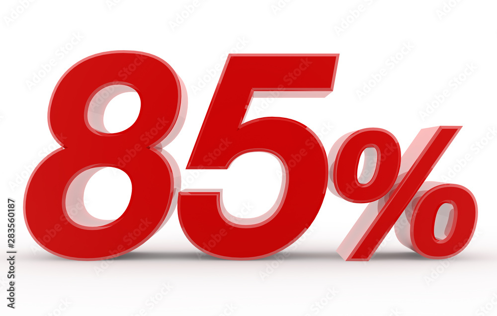 85 percent on white background illustration 3D rendering 85 percent on white background illustration 3D rendering
