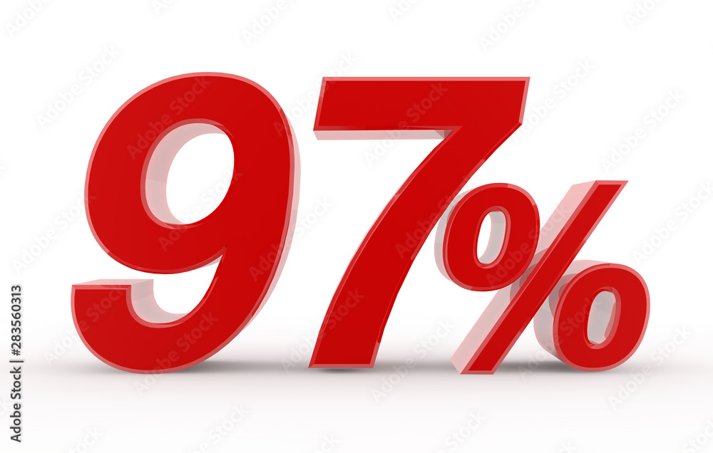 97 percent on white background illustration 3D rendering 97 percent on white background illustration 3D rendering