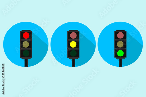 Set of traffic light icons. blue background vector