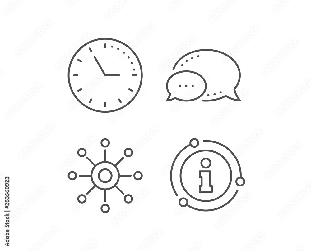 Multichannel line icon. Chat bubble, info sign elements. Multitasking sign. Omnichannel symbol. Linear multichannel outline icon. Information bubble. Vector