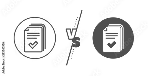 Documents example sign. Versus concept. Handout line icon. Line vs classic handout icon. Vector