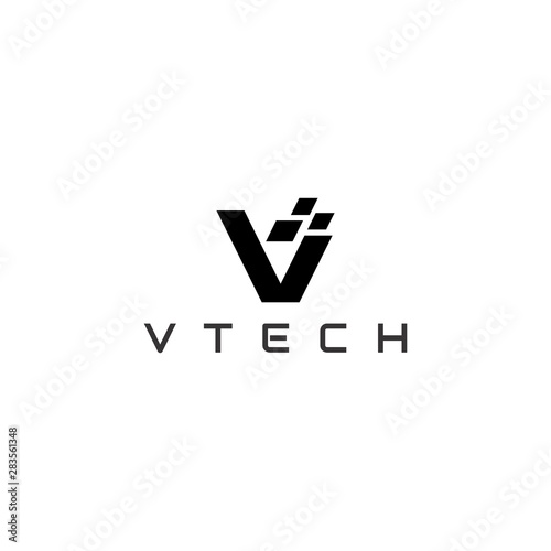 v tech logo black concept vector