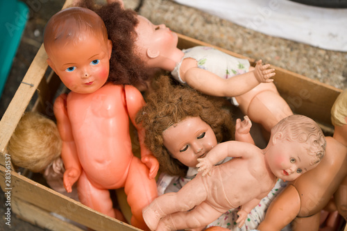 Vinatge dolls in a box