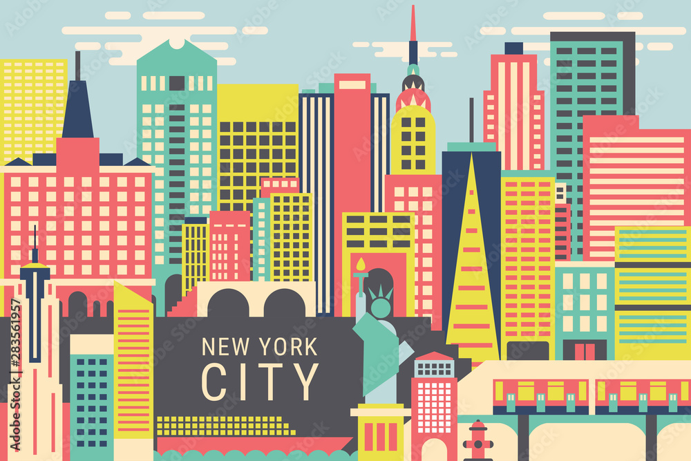 Vector illustration the city of new york, flat design concept Vector illustration the city of new york, flat design concept