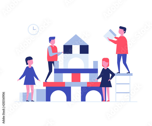 Children playing together - flat design style illustration