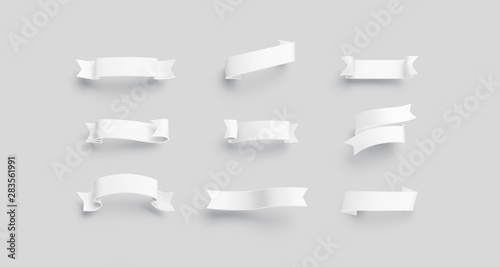 Fotografering Blank white banderole mock up set, isolated, 3d rendering