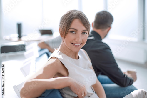 young businesswoman at a meeting in a modern office