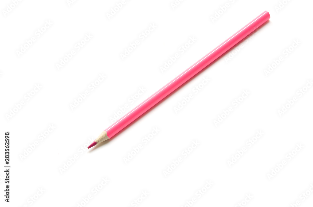 Pink color pencil on white background. - Image Pink color pencil on white background. - Image