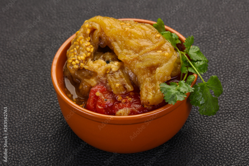 Caucasian cuisine - baked eggplant and tomato Caucasian cuisine - baked eggplant and tomato
