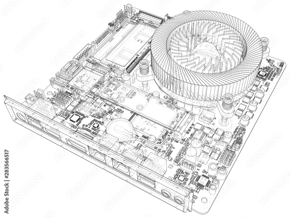 Obraz premium Technology abstract motherboard illustration background. Illustration created of 3d.