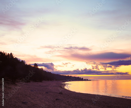 beautiful sunset over the sea lake © Olga