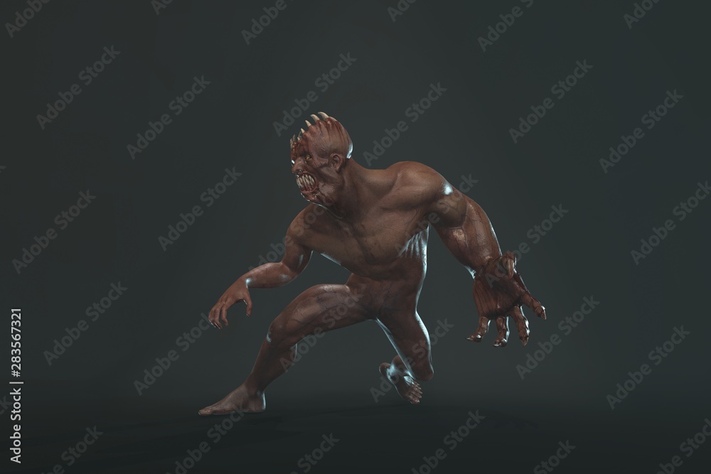 Fantasy character asym Monster 3d render on dark background Fantasy character asym Monster 3d render on dark background