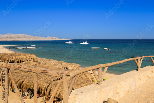 view from boardwalk beach of Mahmya island egypt © werginz