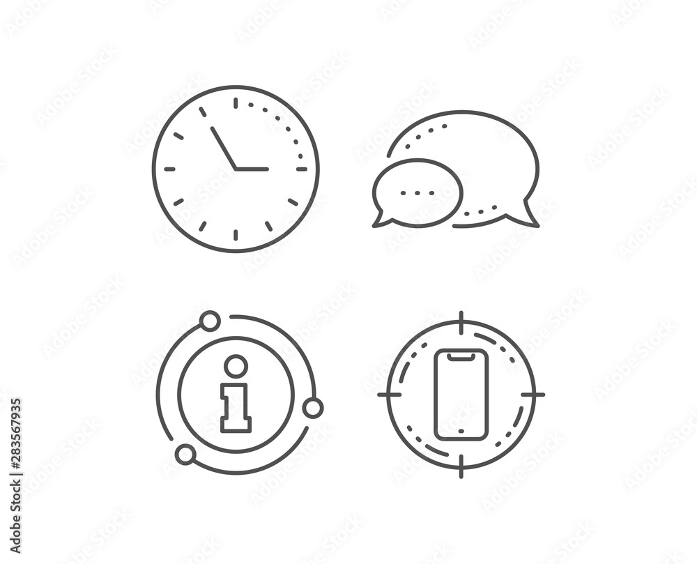 Smartphone target line icon. Chat bubble, info sign elements. Phone sign. Mobile device symbol. Linear smartphone target outline icon. Information bubble. Vector Smartphone target line icon. Chat bubble, info sign elements. Phone sign. Mobile device symbol. Linear smartphone target outline icon. Information bubble. Vector
