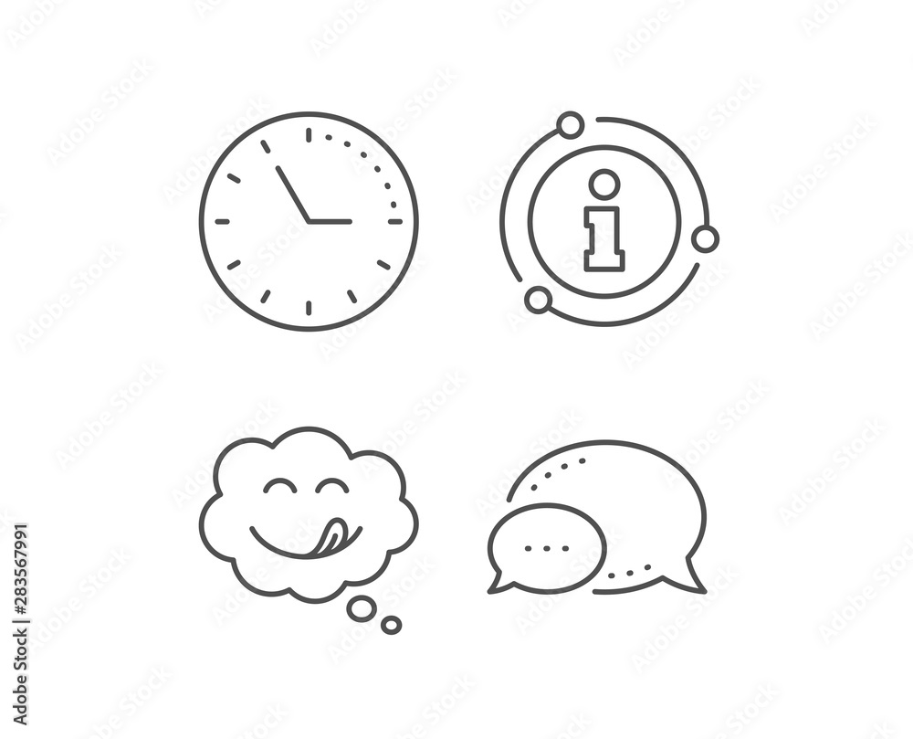 Yummy smile line icon. Chat bubble, info sign elements. Emoticon with tongue sign. Comic speech bubble symbol. Linear yummy smile outline icon. Information bubble. Vector Yummy smile line icon. Chat bubble, info sign elements. Emoticon with tongue sign. Comic speech bubble symbol. Linear yummy smile outline icon. Information bubble. Vector