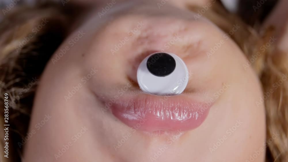 A funny cyclops face, obtained by putting one single googly eye on the