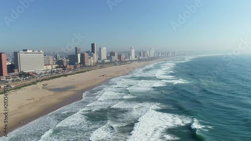 Aerial footage of Durban Beachfront KwaZulu- Natal, South Africa 