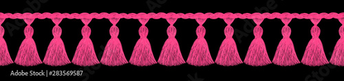 Tassel pattern. Fringe border. Trim. Sewing. Trendy fashion design. Sketch. Clothes decoration. Ethnic. Folk. Vintage. Boho style.
