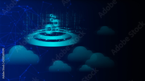 ai and cloud storage computing system with web security sever online cyber for social network, background 3d rendering illustration
